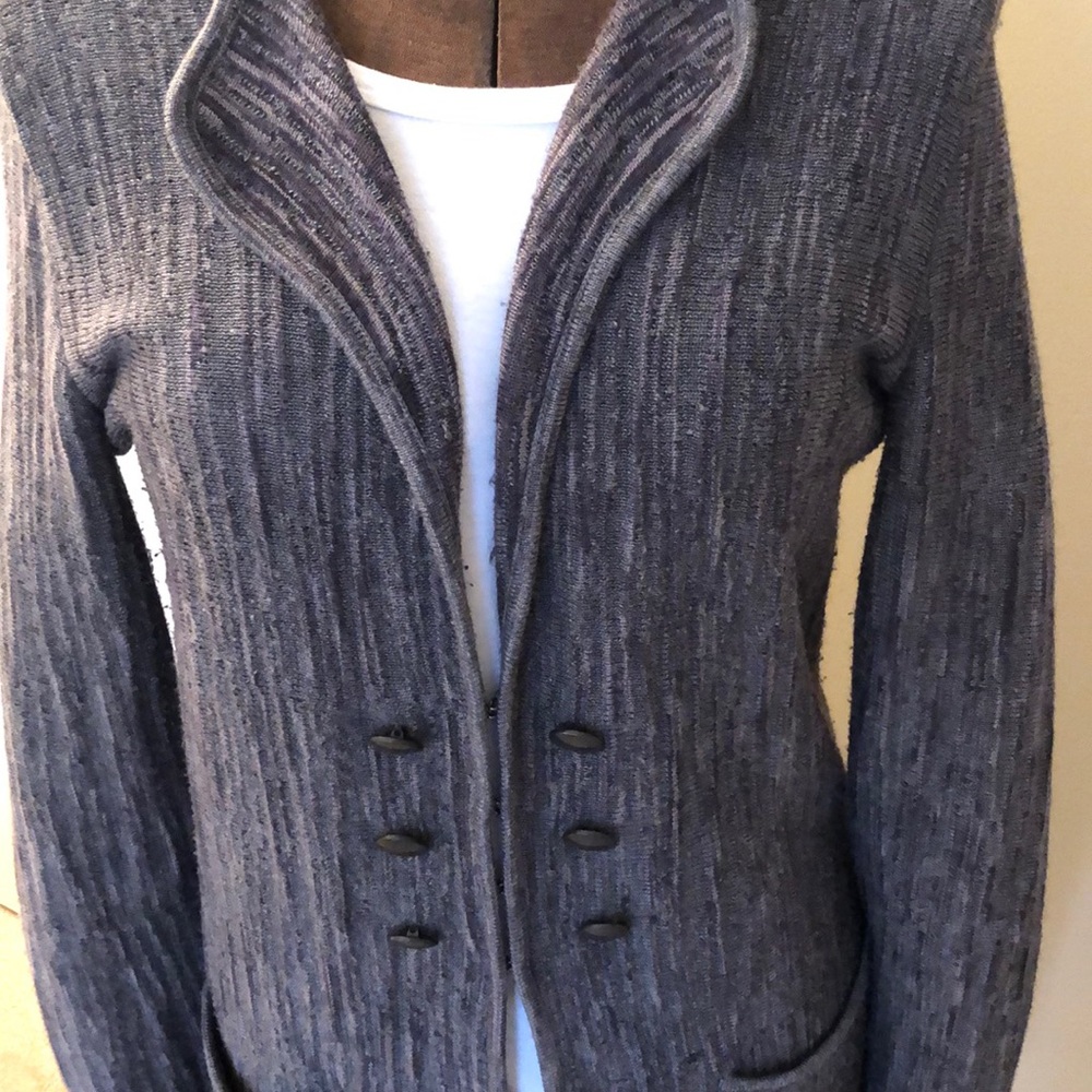 Beautiful long sweater jacket with button feature